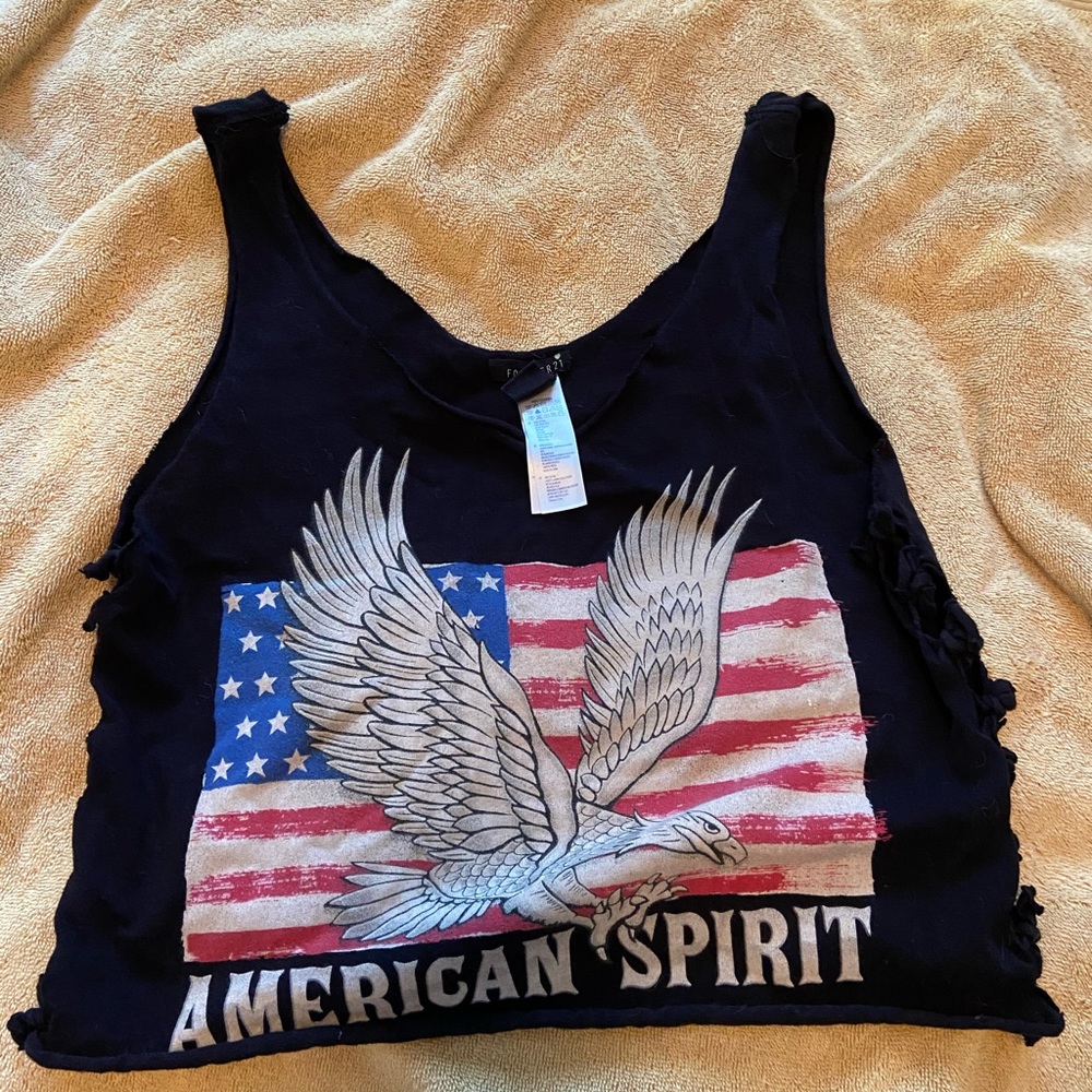 Black crop top, “American Spirit”
